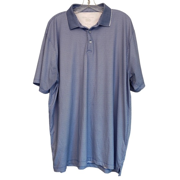 Hickey Freeman Other - Hickey‎ Freeman Mens Golf Polo Shirt XXL Blue Geo Print Short Sleeve Collared
